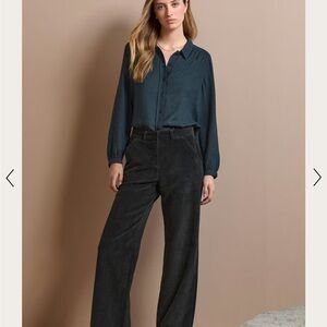 Poetry Corduroy Wide Leg Trousers in Slate Grey Size 8 32” inseam NWOT